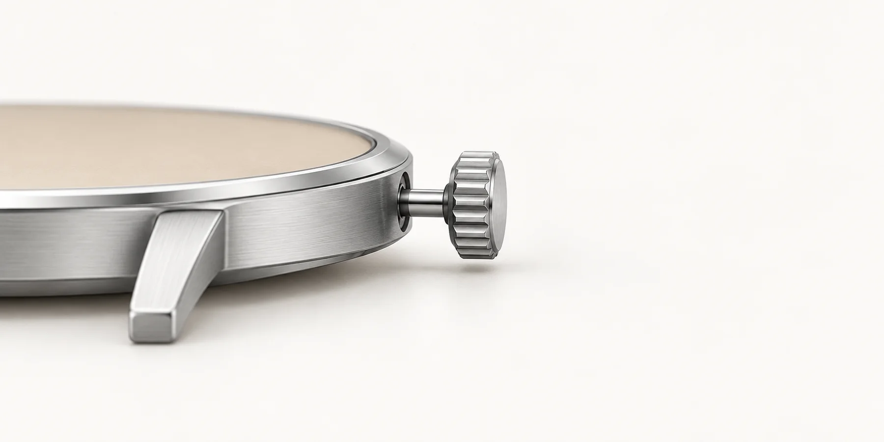 A watch on its side with the crown pulled out