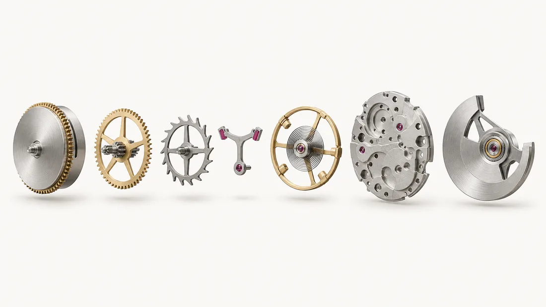 The exploded movement: every part is one term of the formula
